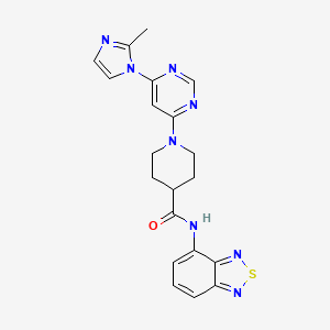 molecular formula C20H20N8OS B2964694 N-(benzo[c][1,2,5]thiadiazol-4-yl)-1-(6-(2-methyl-1H-imidazol-1-yl)pyrimidin-4-yl)piperidine-4-carboxamide CAS No. 1351658-66-6