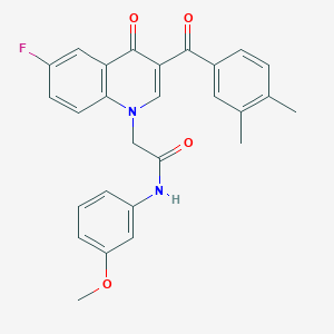 molecular formula C27H23FN2O4 B2964697 2-[3-(3,4-dimethylbenzoyl)-6-fluoro-4-oxoquinolin-1-yl]-N-(3-methoxyphenyl)acetamide CAS No. 866340-05-8