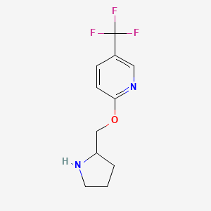 molecular formula C11H13F3N2O B2964700 2-[(Pyrrolidin-2-yl)methoxy]-5-(trifluoromethyl)pyridine CAS No. 1457333-89-9