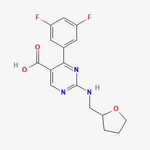 molecular formula C16H15F2N3O3 B2964703 4-(3,5-Difluorophenyl)-2-[(tetrahydro-2-furanylmethyl)amino]-5-pyrimidinecarboxylic acid CAS No. 1775464-25-9