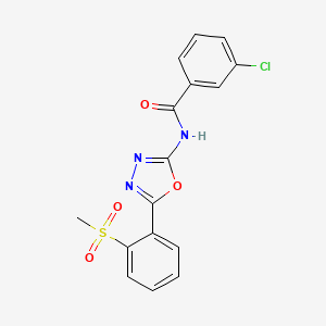 molecular formula C16H12ClN3O4S B2964708 3-chloro-N-[5-(2-methylsulfonylphenyl)-1,3,4-oxadiazol-2-yl]benzamide CAS No. 886920-68-9