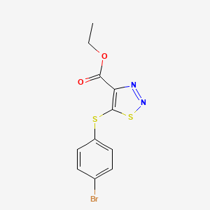 molecular formula C11H9BrN2O2S2 B2964714 Ethyl 5-[(4-bromophenyl)sulfanyl]-1,2,3-thiadiazole-4-carboxylate CAS No. 866143-00-2