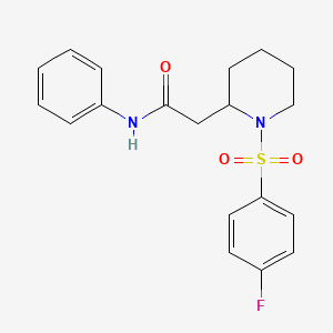 molecular formula C19H21FN2O3S B2964715 2-(1-((4-fluorophenyl)sulfonyl)piperidin-2-yl)-N-phenylacetamide CAS No. 1021118-95-5