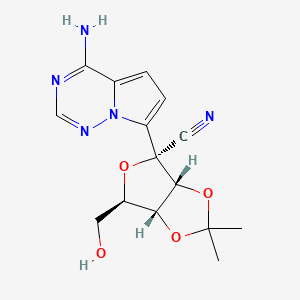 molecular formula C15H17N5O4 B2964728 (3aR,4R,6R,6aR)-4-(4-aminopyrrolo[2,1-f][1,2,4]triazin-7-yl)-6-(hydroxymethyl)-2,2-dimethyltetrahydrofuro[3,4-d][1,3]dioxole-4-carbonitrile CAS No. 1191237-80-5