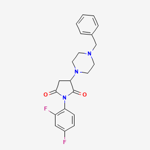 molecular formula C21H21F2N3O2 B2964732 3-(4-Benzylpiperazin-1-yl)-1-(2,4-difluorophenyl)pyrrolidine-2,5-dione CAS No. 329079-59-6