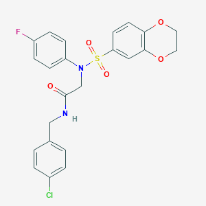 molecular formula C23H20ClFN2O5S B296474 N-(4-chlorobenzyl)-2-[(2,3-dihydro-1,4-benzodioxin-6-ylsulfonyl)-4-fluoroanilino]acetamide 
