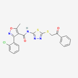 3-(2-chlorophenyl)-5-methyl-N-(5-phenacylsulfanyl-1,3,4-thiadiazol-2-yl)-1,2-oxazole-4-carboxamide