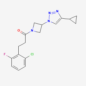 molecular formula C17H18ClFN4O B2964748 3-(2-chloro-6-fluorophenyl)-1-(3-(4-cyclopropyl-1H-1,2,3-triazol-1-yl)azetidin-1-yl)propan-1-one CAS No. 2097902-15-1