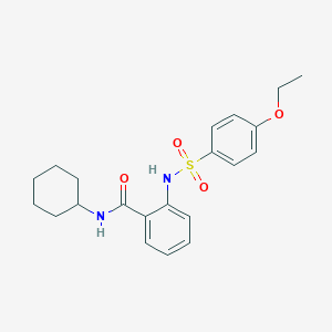molecular formula C21H26N2O4S B296475 N-cyclohexyl-2-{[(4-ethoxyphenyl)sulfonyl]amino}benzamide 