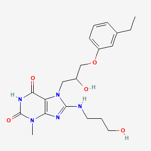 B2964750 7-(3-(3-ethylphenoxy)-2-hydroxypropyl)-8-((3-hydroxypropyl)amino)-3-methyl-1H-purine-2,6(3H,7H)-dione CAS No. 941873-55-8