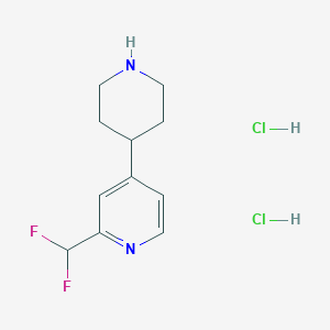 molecular formula C11H16Cl2F2N2 B2964755 2-(Difluoromethyl)-4-piperidin-4-ylpyridine;dihydrochloride CAS No. 2460749-36-2