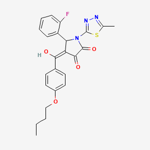 molecular formula C24H22FN3O4S B2964771 4-(4-butoxybenzoyl)-5-(2-fluorophenyl)-3-hydroxy-1-(5-methyl-1,3,4-thiadiazol-2-yl)-1H-pyrrol-2(5H)-one CAS No. 609795-73-5
