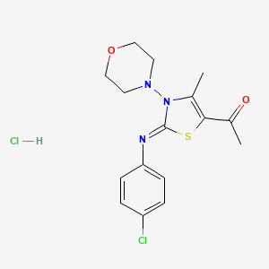 molecular formula C16H19Cl2N3O2S B2964773 (Z)-1-(2-((4-chlorophenyl)imino)-4-methyl-3-morpholino-2,3-dihydrothiazol-5-yl)ethanone hydrochloride CAS No. 1180034-65-4