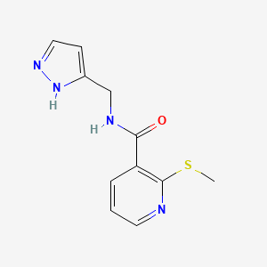 molecular formula C11H12N4OS B2964774 2-(methylsulfanyl)-N-[(1H-pyrazol-3-yl)methyl]pyridine-3-carboxamide CAS No. 1252260-97-1