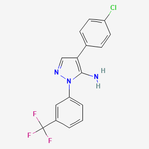 molecular formula C16H11ClF3N3 B2964776 4-(4-氯苯基)-1-[3-(三氟甲基)苯基]-1H-吡唑-5-胺 CAS No. 324008-99-3