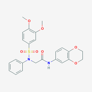 molecular formula C24H24N2O7S B296478 N-(2,3-dihydro-1,4-benzodioxin-6-yl)-2-{[(3,4-dimethoxyphenyl)sulfonyl]anilino}acetamide 