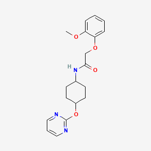 molecular formula C19H23N3O4 B2964781 2-(2-methoxyphenoxy)-N-((1r,4r)-4-(pyrimidin-2-yloxy)cyclohexyl)acetamide CAS No. 2034444-42-1