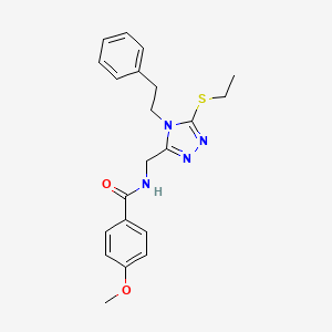 molecular formula C21H24N4O2S B2964782 N-((5-(ethylthio)-4-phenethyl-4H-1,2,4-triazol-3-yl)methyl)-4-methoxybenzamide CAS No. 476447-96-8