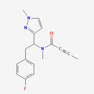 molecular formula C17H18FN3O B2964787 N-[2-(4-Fluorophenyl)-1-(1-methylpyrazol-3-yl)ethyl]-N-methylbut-2-ynamide CAS No. 2411193-56-9