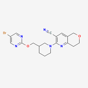 molecular formula C19H20BrN5O2 B2964790 2-[3-[(5-Bromopyrimidin-2-yl)oxymethyl]piperidin-1-yl]-7,8-dihydro-5H-pyrano[4,3-b]pyridine-3-carbonitrile CAS No. 2379995-60-3