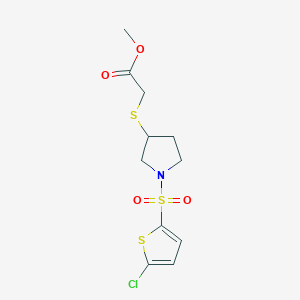 molecular formula C11H14ClNO4S3 B2964792 2-((1-((5-氯噻吩-2-基)磺酰基)吡咯烷-3-基)硫代)乙酸甲酯 CAS No. 2034518-34-6