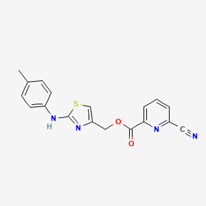 molecular formula C18H14N4O2S B2964795 [2-(4-Methylanilino)-1,3-thiazol-4-yl]methyl 6-cyanopyridine-2-carboxylate CAS No. 2411311-20-9