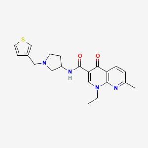 molecular formula C21H24N4O2S B2964797 1-ethyl-7-methyl-4-oxo-N-{1-[(thiophen-3-yl)methyl]pyrrolidin-3-yl}-1,4-dihydro-1,8-naphthyridine-3-carboxamide CAS No. 2097898-78-5