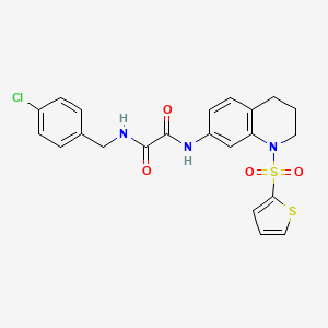 molecular formula C22H20ClN3O4S2 B2964803 N1-(4-氯苄基)-N2-(1-(噻吩-2-基磺酰基)-1,2,3,4-四氢喹啉-7-基)草酰胺 CAS No. 898414-06-7