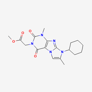 molecular formula C18H23N5O4 B2964821 Methyl 2-(6-cyclohexyl-4,7-dimethyl-1,3-dioxopurino[7,8-a]imidazol-2-yl)acetate CAS No. 896073-51-1