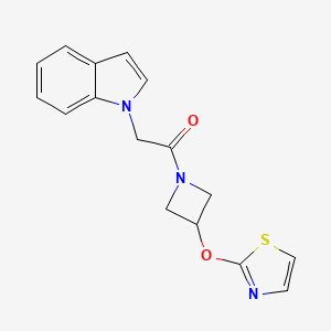 molecular formula C16H15N3O2S B2964830 2-(1H-indol-1-yl)-1-(3-(thiazol-2-yloxy)azetidin-1-yl)ethanone CAS No. 1797335-69-3