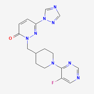 molecular formula C16H17FN8O B2964832 2-{[1-(5-fluoropyrimidin-4-yl)piperidin-4-yl]methyl}-6-(1H-1,2,4-triazol-1-yl)-2,3-dihydropyridazin-3-one CAS No. 2195941-34-3
