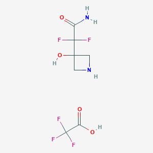 molecular formula C7H9F5N2O4 B2964835 2,2-Difluoro-2-(3-hydroxyazetidin-3-yl)acetamide trifluoroacetic acid CAS No. 2225146-19-8