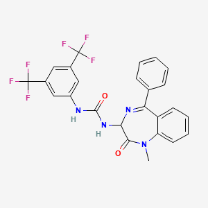 molecular formula C25H18F6N4O2 B2964842 1-[3,5-bis(trifluoromethyl)phenyl]-3-(1-methyl-2-oxo-5-phenyl-2,3-dihydro-1H-1,4-benzodiazepin-3-yl)urea CAS No. 1796922-71-8