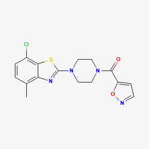 molecular formula C16H15ClN4O2S B2964843 (4-(7-Chloro-4-methylbenzo[d]thiazol-2-yl)piperazin-1-yl)(isoxazol-5-yl)methanone CAS No. 941869-33-6