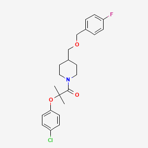 molecular formula C23H27ClFNO3 B2964853 2-(4-氯苯氧基)-1-(4-(((4-氟苄基)氧基)甲基)哌啶-1-基)-2-甲基丙烷-1-酮 CAS No. 1396800-89-7