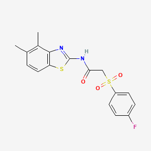 molecular formula C17H15FN2O3S2 B2964862 N-(4,5-dimethyl-1,3-benzothiazol-2-yl)-2-(4-fluorobenzenesulfonyl)acetamide CAS No. 895479-11-5