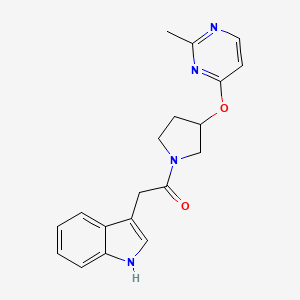 molecular formula C19H20N4O2 B2964863 2-(1H-indol-3-yl)-1-{3-[(2-methylpyrimidin-4-yl)oxy]pyrrolidin-1-yl}ethan-1-one CAS No. 2097904-03-3