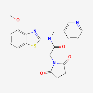 molecular formula C20H18N4O4S B2964865 2-(2,5-dioxopyrrolidin-1-yl)-N-(4-methoxybenzo[d]thiazol-2-yl)-N-(pyridin-3-ylmethyl)acetamide CAS No. 895005-78-4