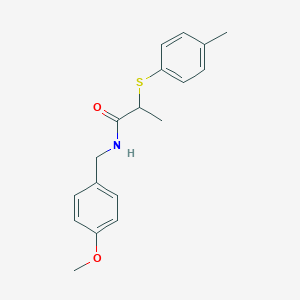 molecular formula C18H21NO2S B296487 N-(4-methoxybenzyl)-2-[(4-methylphenyl)sulfanyl]propanamide 