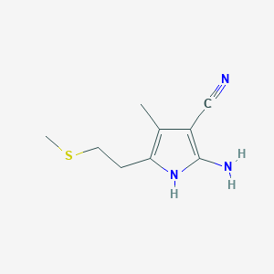 molecular formula C9H13N3S B2964875 2-amino-4-methyl-5-[2-(methylsulfanyl)ethyl]-1H-pyrrole-3-carbonitrile CAS No. 63499-87-6