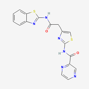 molecular formula C17H12N6O2S2 B2964881 N-(4-(2-(benzo[d]thiazol-2-ylamino)-2-oxoethyl)thiazol-2-yl)pyrazine-2-carboxamide CAS No. 1207032-60-7