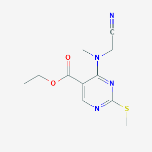 Ethyl 4-[(cyanomethyl)(methyl)amino]-2-(methylsulfanyl)-5-pyrimidinecarboxylate
