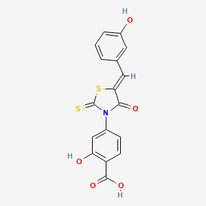 molecular formula C17H11NO5S2 B2964889 2-hydroxy-4-[(5Z)-5-[(3-hydroxyphenyl)methylidene]-4-oxo-2-sulfanylidene-1,3-thiazolidin-3-yl]benzoic acid CAS No. 853903-76-1