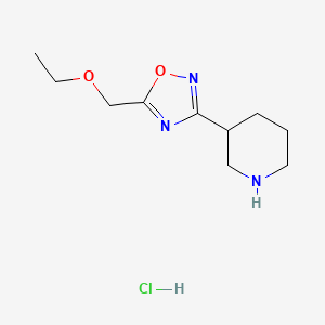 molecular formula C10H18ClN3O2 B2964893 5-(Ethoxymethyl)-3-(piperidin-3-yl)-1,2,4-oxadiazole hydrochloride CAS No. 2320220-69-5