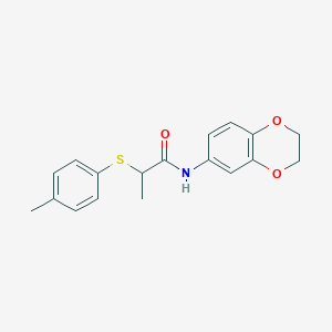 molecular formula C18H19NO3S B296490 N-(2,3-dihydro-1,4-benzodioxin-6-yl)-2-[(4-methylphenyl)sulfanyl]propanamide 