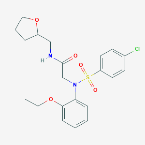 molecular formula C21H25ClN2O5S B296491 2-{[(4-chlorophenyl)sulfonyl]-2-ethoxyanilino}-N-(tetrahydro-2-furanylmethyl)acetamide 
