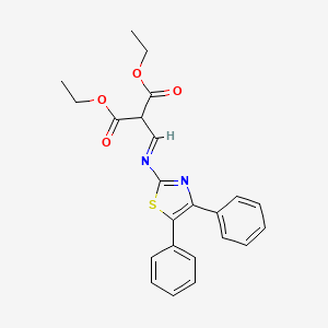 molecular formula C23H22N2O4S B2964911 (E)-diethyl 2-(((4,5-diphenylthiazol-2-yl)imino)methyl)malonate CAS No. 325763-16-4