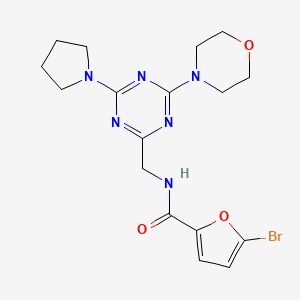 molecular formula C17H21BrN6O3 B2964919 5-bromo-N-((4-morpholino-6-(pyrrolidin-1-yl)-1,3,5-triazin-2-yl)methyl)furan-2-carboxamide CAS No. 2034222-44-9