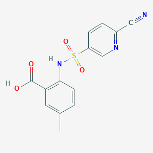 molecular formula C14H11N3O4S B2964923 2-(6-Cyanopyridine-3-sulfonamido)-5-methylbenzoic acid CAS No. 1424341-07-0