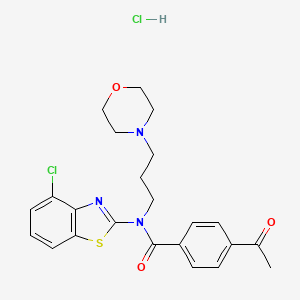 molecular formula C23H25Cl2N3O3S B2964928 4-acetyl-N-(4-chlorobenzo[d]thiazol-2-yl)-N-(3-morpholinopropyl)benzamide hydrochloride CAS No. 1216734-53-0